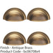 4 PACK Victorian Cup Handle Antique Brass 76mm Centres Solid Brass Drawer Pull 1