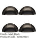 4 PACK Victorian Cup Handle Matt Black 76mm Centres Solid Brass Drawer Pull 1