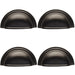 4 PACK Victorian Cup Handle Matt Black 76mm Centres Solid Brass Drawer Pull