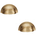 2 PACK Victorian Cup Handle Satin Brass 76mm Centres Solid Brass Drawer Pull