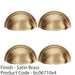 4 PACK Victorian Cup Handle Satin Brass 76mm Centres Solid Brass Drawer Pull 1