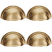4 PACK Victorian Cup Handle Satin Brass 76mm Centres Solid Brass Drawer Pull