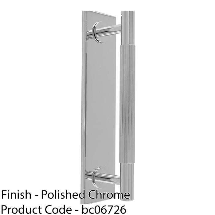 Lined Reeded Drawer Pull Handle & Matching Backplate Polished Chrome 168 x 40mm 1