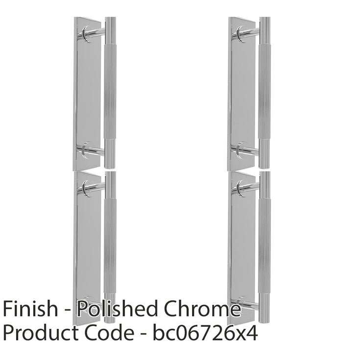 4 PACK Lined Reeded Pull Handle & Matching Backplate Polished Chrome 168 x 40mm 1