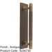 Lined Reeded Drawer Pull Handle & Matching Backplate - Antique Brass 200 x 40mm 1