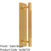 Lined Reeded Drawer Pull Handle & Matching Backplate - Satin Brass 200 x 40mm 1