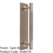 Lined Reeded Drawer Pull Handle & Matching Backplate - Satin Nickel 200 x 40mm 1