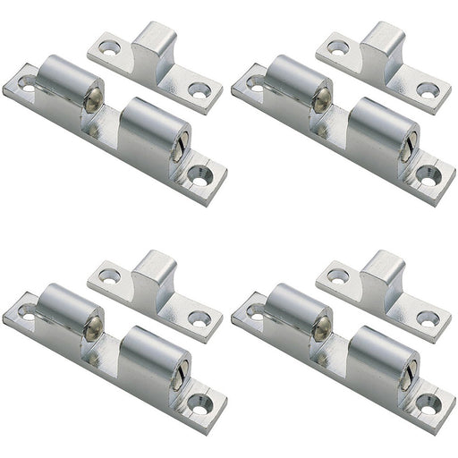 4 PACK Double Ball Roller Cupboard Catch 60 x 11.5mm 50mm Centers Satin Chrome
