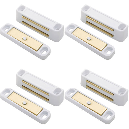 4 PACK Magnetic Cupboard Door Catch 47mm Warbrobe Unit Closer White Nylon