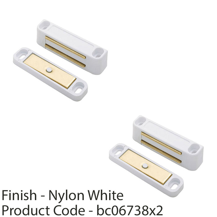 2 PACK Magnetic Cupboard Door Catch 56mm Warbrobe Unit Closer White Nylon 1