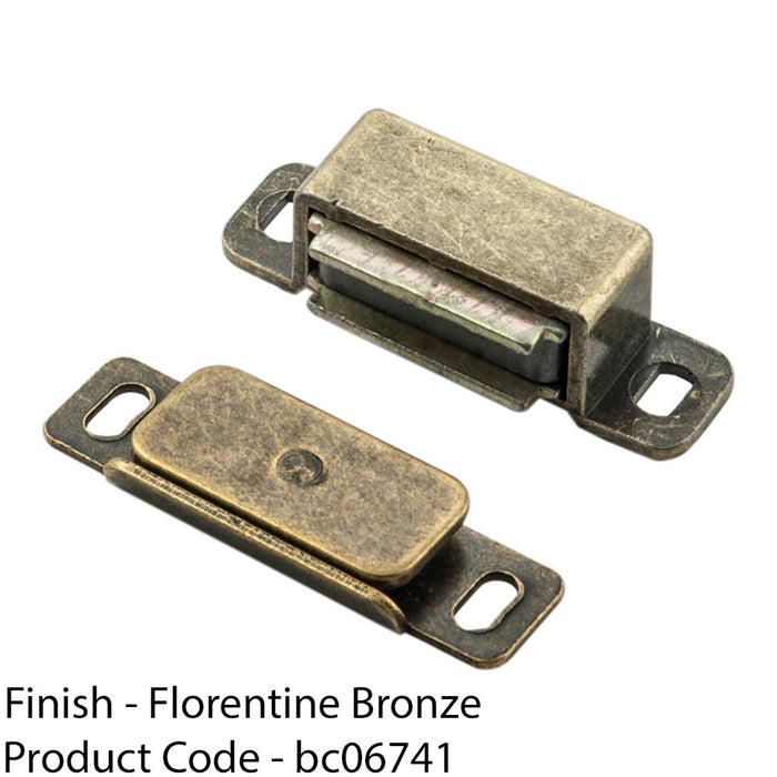 Magnetic Cupboard Door Catch 36.5mm Fixing Centres 3.5kg Pull Florentine Bronze 1