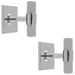 2 PACK Knurled T Bar Door Knob & Matching Backplate Polished Chrome 40 x 40mm
