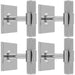 4 PACK Knurled T Bar Door Knob & Matching Backplate Polished Chrome 40 x 40mm