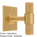 Knurled T Bar Cabinet Door Knob & Matching Backplate - Satin Brass 40 x 40mm 1