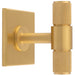 Knurled T Bar Cabinet Door Knob & Matching Backplate - Satin Brass 40 x 40mm