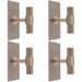 4 PACK Knurled T Bar Cabinet Door Knob & Matching Backplate Satin Nickel 76x40mm