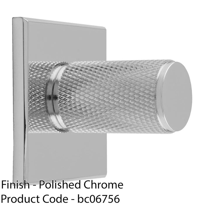 Knurled Cylinder Cabinet Door Knob & Matching Backplate Polished Chrome 40x40mm 1