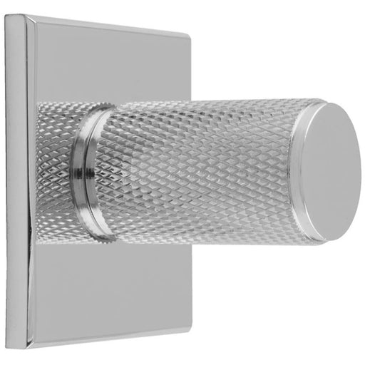 Knurled Cylinder Cabinet Door Knob & Matching Backplate Polished Chrome 40x40mm