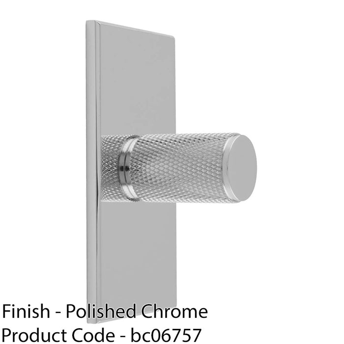 Knurled Cylinder Cabinet Door Knob & Matching Backplate Polished Chrome 76x40mm 1