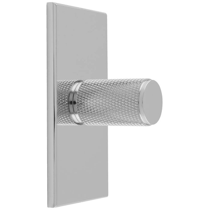 Knurled Cylinder Cabinet Door Knob & Matching Backplate Polished Chrome 76x40mm
