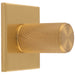 Knurled Cylinder Cabinet Door Knob & Matching Backplate - Satin Brass 40 x 40mm