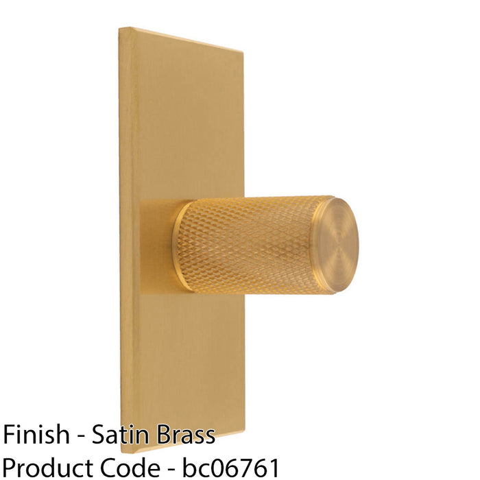 Knurled Cylinder Cabinet Door Knob & Matching Backplate - Satin Brass 76 x 40mm 1