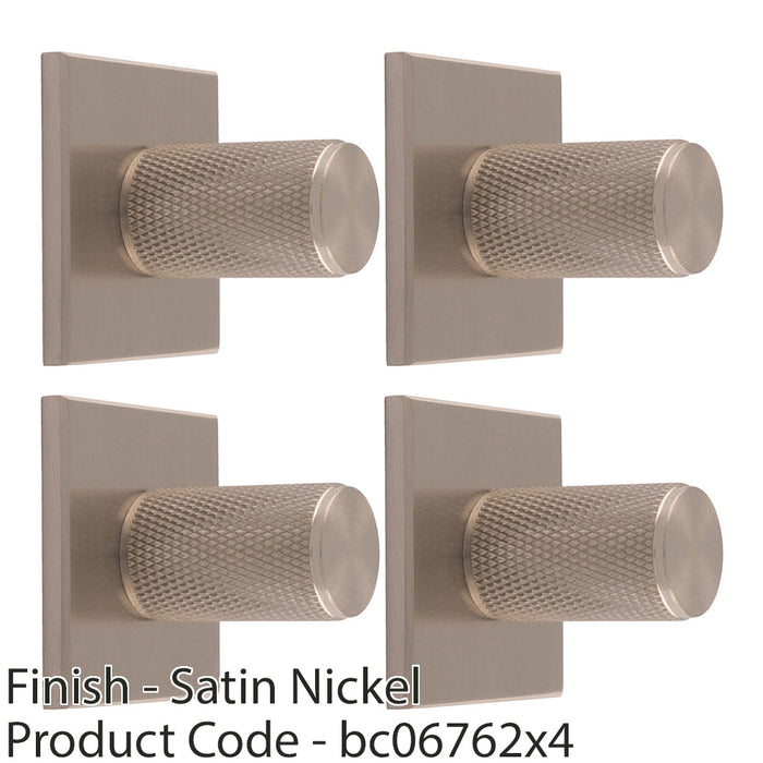 4 PACK Knurled Cylinder Door Knob & Matching Backplate Satin Nickel 40 x 40mm 1