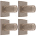4 PACK Knurled Cylinder Door Knob & Matching Backplate Satin Nickel 40 x 40mm