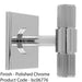 Reeded T Bar Cabinet Door Knob & Matching Backplate - Polished Chrome 40 x 40mm 1