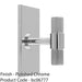 Reeded T Bar Cabinet Door Knob & Matching Backplate - Polished Chrome 76 x 40mm 1