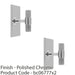 2 PACK Reeded T Bar Door Knob & Matching Backplate Polished Chrome 76 x 40mm 1