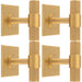 4 PACK Reeded T Bar Door Knob & Matching Backplate Lined Satin Brass 40 x 40mm