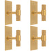 4 PACK Reeded T Bar Door Knob & Matching Backplate Lined Satin Brass 76 x 40mm