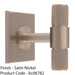 Reeded T Bar Cabinet Door Knob & Matching Backplate Lined Satin Nickel 40 x 40mm 1