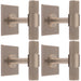 4 PACK Reeded T Bar Door Knob & Matching Backplate Lined Satin Nickel 40 x 40mm
