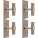 4 PACK Reeded T Bar Door Knob & Matching Backplate Lined Satin Nickel 76 x 40mm