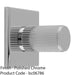 Reeded Cylinder Cabinet Door Knob & Matching Backplate Polished Chrome 40 x 40mm 1