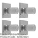 4 PACK Reeded Cylinder Door Knob & Matching Backplate Polished Chrome 40 x 40mm 1