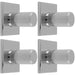 4 PACK Reeded Cylinder Door Knob & Matching Backplate Polished Chrome 40 x 40mm