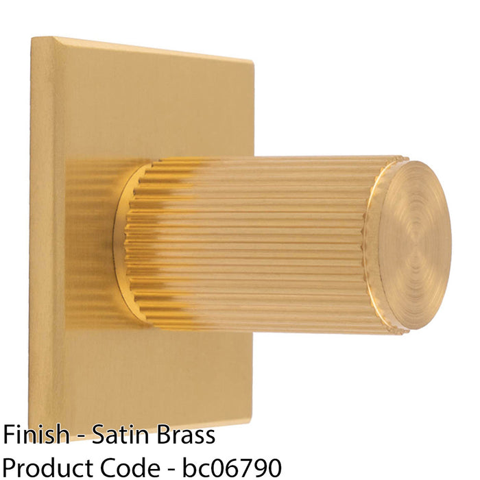Reeded Cylinder Cabinet Door Knob & Matching Backplate - Satin Brass 40 x 40mm 1