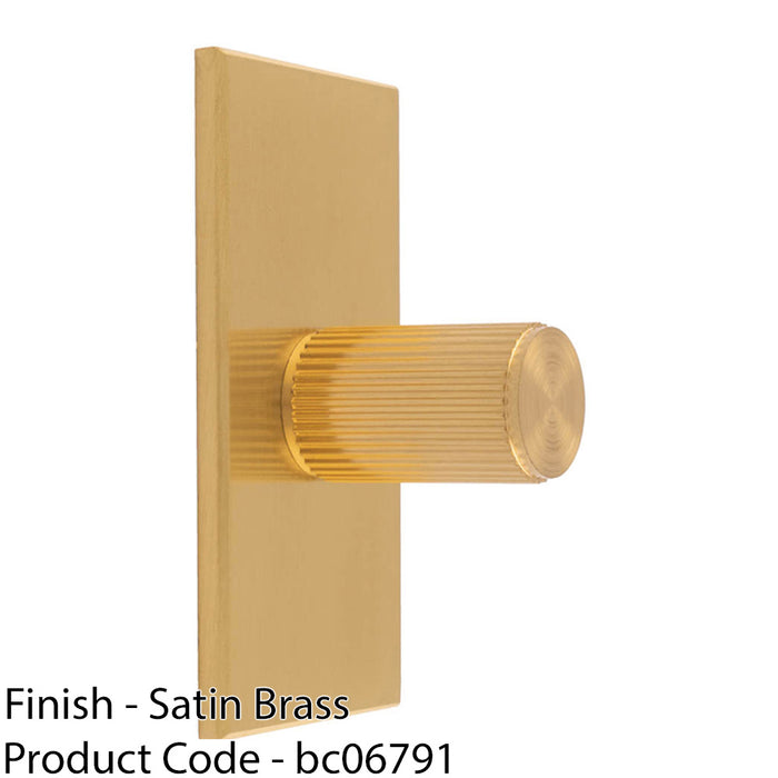 Reeded Cylinder Cabinet Door Knob & Matching Backplate - Satin Brass 76 x 40mm 1