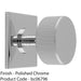 Reeded Radio Cabinet Door Knob & Matching Backplate - Polished Chrome 40 x 40mm 1