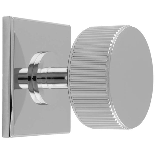 Reeded Radio Cabinet Door Knob & Matching Backplate - Polished Chrome 40 x 40mm