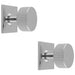 2 PACK Reeded Radio Door Knob & Matching Backplate Polished Chrome 40 x 40mm