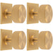 4 PACK Reeded Radio Door Knob & Matching Backplate Lined Satin Brass 40 x 40mm
