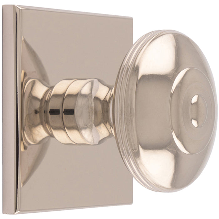 32mm Round Cabinet Door Knob & 40x40mm Matching Backplate Polished Nickel Handle