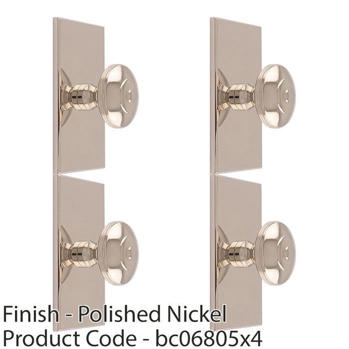 4 PACK 32mm Round Door Knob & 76x40mm Matching Backplate Polished Nickel Handle 1