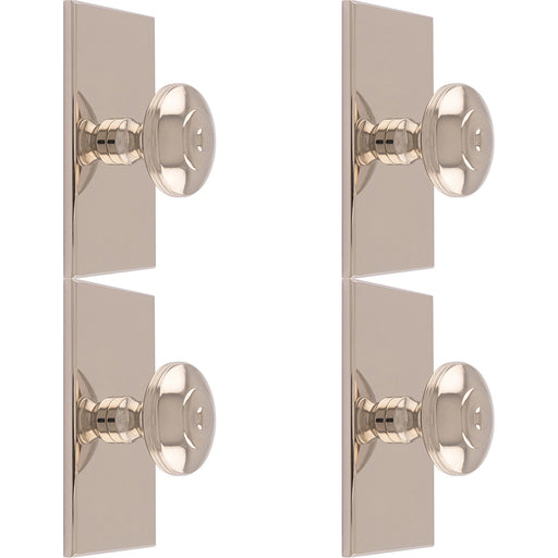 4 PACK 32mm Round Door Knob & 76x40mm Matching Backplate Polished Nickel Handle