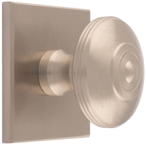 32mm Round Cabinet Door Knob & 40x40mm Matching Backplate - Satin Nickel Handle