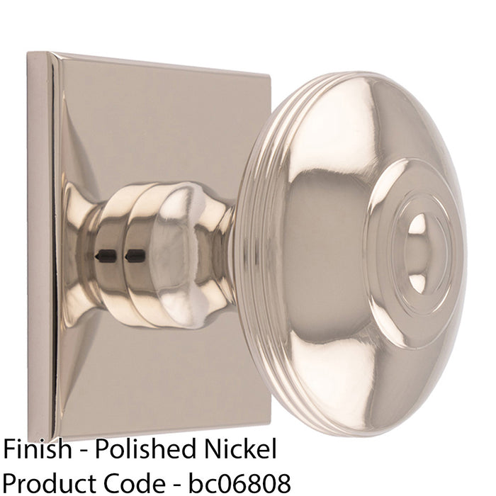 38mm Round Cabinet Door Knob & 40x40mm Matching Backplate Polished Nickel Handle 1